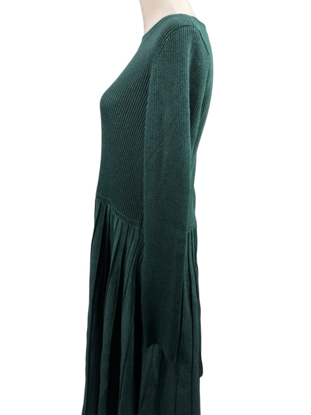 NWT Draper James Deep Green Ribbed Fit-and-Flare Long Sleeve Dress Size XL - Picture 6 of 11